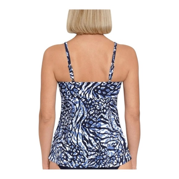 Swim Solutions Navy Animal Print Underwire Tankini Top Blue Size 8 , 12 SW230619 - Picture 3 of 14